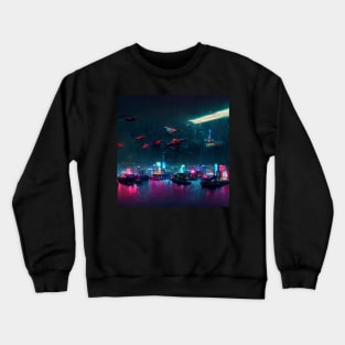 Cyberstrike - Cyberpunk Cityscape Skyline Crewneck Sweatshirt